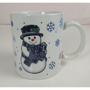Test Rite International Stoneware Blue Snowman Christmas Coffee Cup Mug